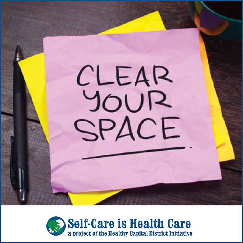 A post it note saying reminder to clear your space